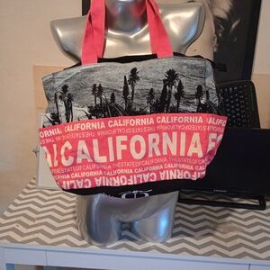 California Print Tote Bag - Black and Pink